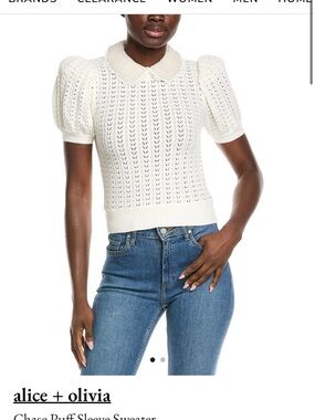 Alice & Olivia Chase Puff Sleeve Sweater